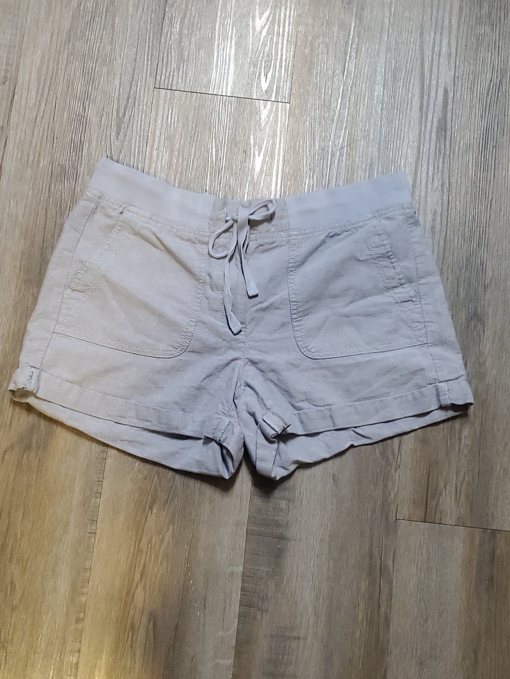 LOFT Light Gray Linen-Blend Drawstring Women's Shorts